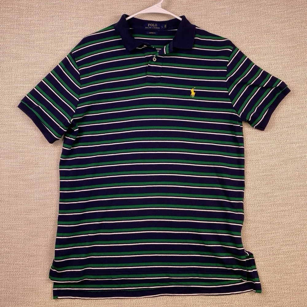 Polo Ralph Lauren Polo L Mens Custom Multicolor Striped Preppy VGUC - Picture 2 of 7